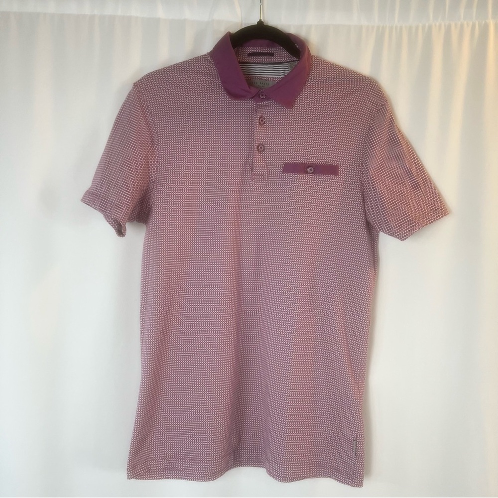 Ted Baker Raket Slim Fit Pique Pocket
Polo Men's UK size:3
 Purple Polo Shirt